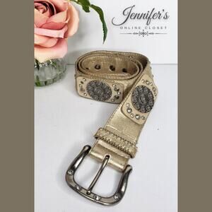 3/$25 Kathy Van Zeeland Faux Leather Studded Belt Size Medium